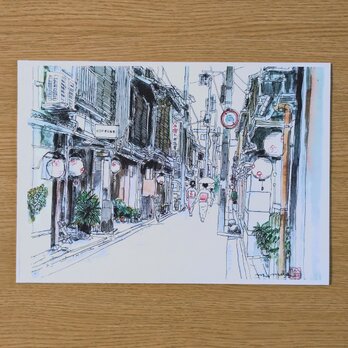 A4サイズ「京都 　町屋の舞妓さん」　京の水彩画工房　の画像