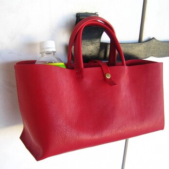 【Ｓ様オーダー品】イタリア製牛革の横長トートバッグ（赤色）の画像