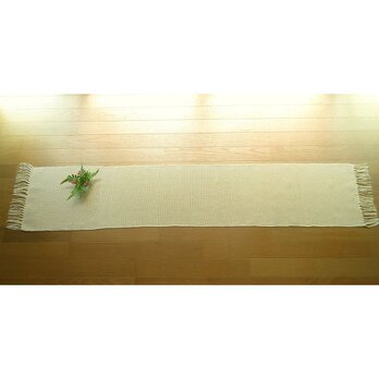 ２）生成り木綿の手織りテーブルランナー　１５５ｃｍの画像