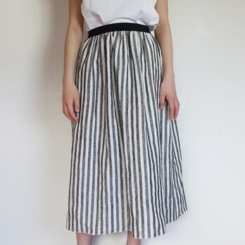 リネンストライプ裏地付きスカート