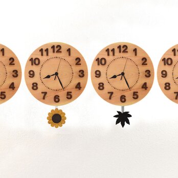 四季を楽しむ檜の振り子時計【クオーツ時計】の画像