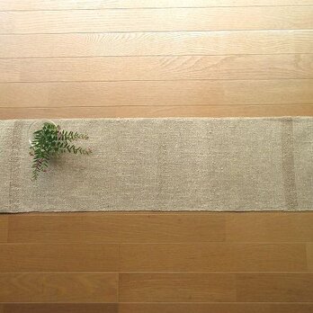 １１）リネンの手織りテーブルセンター　１０２ｃｍの画像
