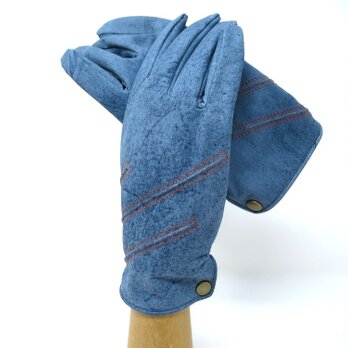 【デニム風プリント　牛革手袋】（メンズ25cm/12172）の画像