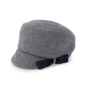 折りたたみOK!上質ウールのリボンキャスケット グレー(18AWN-008)