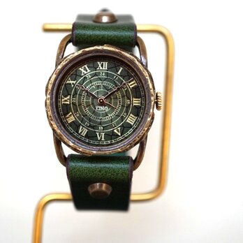 クラック ワールド ローマ Ｓサイズ　真鍮　グリーン　手作り時計の画像