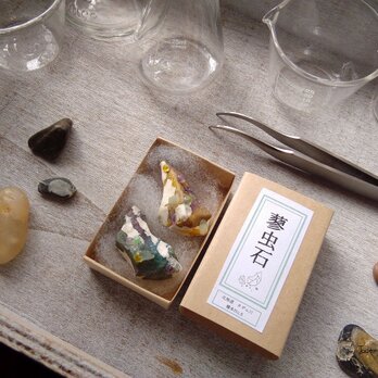 蓼虫石ブローチセット・箱入り　YGr