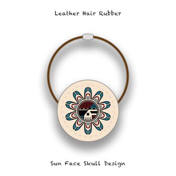 Leather Hair Rubber / Sun Face Skull Design 001の画像