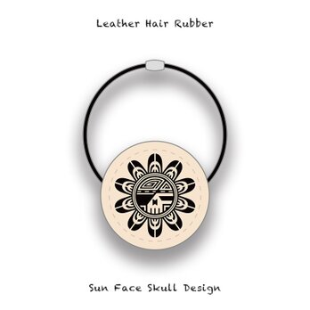 Leather Hair Rubber / Sun Face Skull Design 002の画像