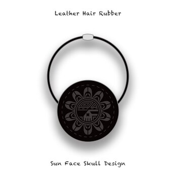 Leather Hair Rubber / Sun Face Skull Design 004の画像