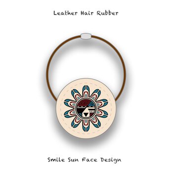 Leather Hair Rubber / Smile Sun Face Design 001の画像