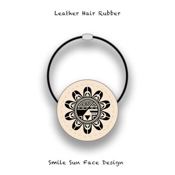 Leather Hair Rubber / Smile Sun Face Design 002の画像