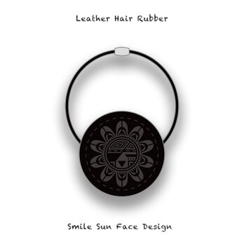 Leather Hair Rubber / Smile Sun Face Design 003の画像