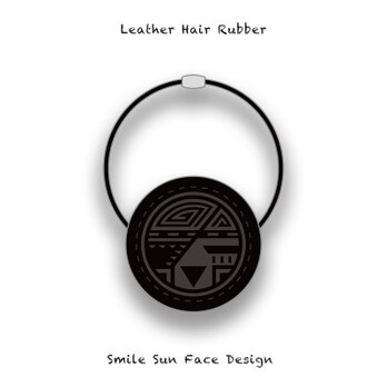 Leather Hair Rubber / Smile Sun Face Design 004の画像