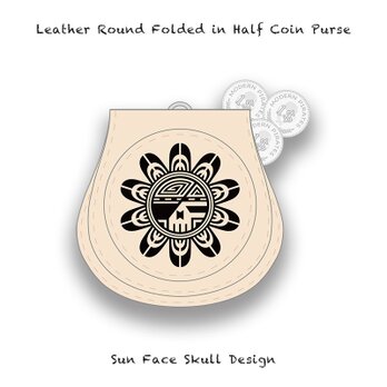 Leather Coin Purse / Sun Face Skull Design 002の画像