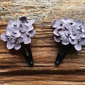 革花のブーケスリーピン 2個セット 薄紫(黒花芯)の画像