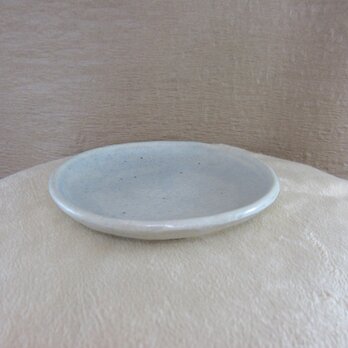 陶器 曲がりせんべい小皿（２枚セット）　薄青の画像