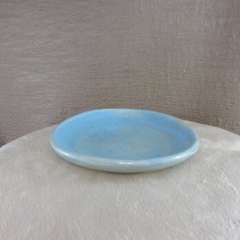 陶器 曲がりせんべい小皿（２枚セット）　トルコ釉の画像