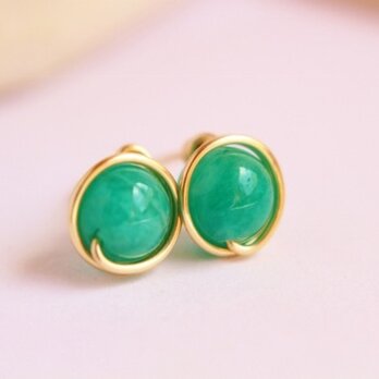 美しい！ロシアンアマゾナイト　Wire　ピアス