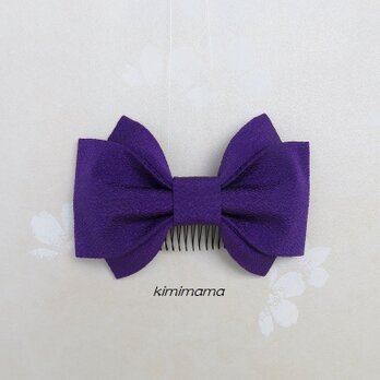 髪飾り <中>縮緬リボン(紫色)袴・着物・成人式・卒業式・七五三・和装小物の画像