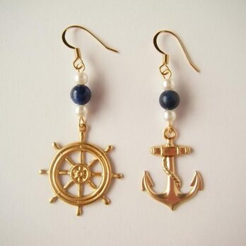 marine earrings (lapis lazuli)の画像