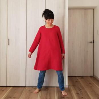 お色が選べる♪リネンのふんわりワンピースの画像