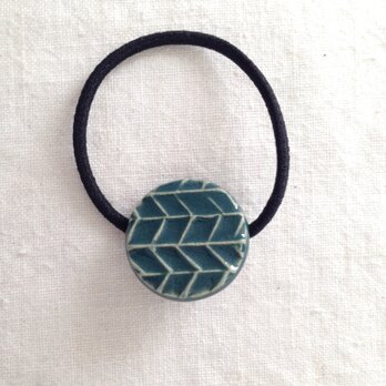 ヘアゴム(ヘリンボーン丸)グリーン