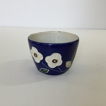 花カップ(青×白)
