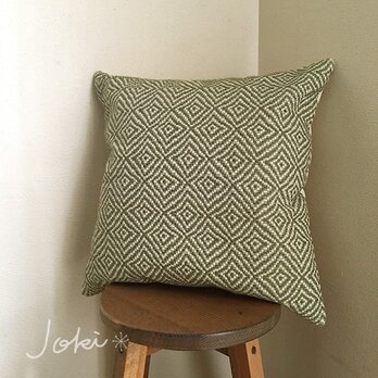 cushion cover[手織りクッションカバー]菱柄　フォレストグリーンの画像