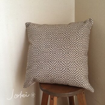 cushion cover[手織りクッションカバー]菱柄　アースグレーの画像