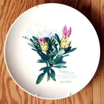 石楠花のやさしい陶器の壁掛け絵皿(30cm) 送料無料の画像