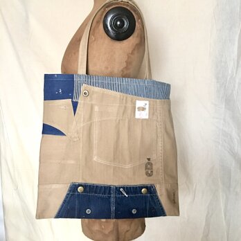 totebag /ヴィンテージ デニムとヒッコリーのトートバッグ    ■tf-332の画像