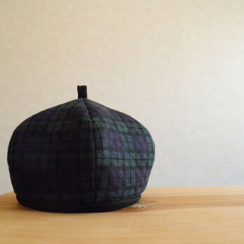 キルトニットのベレー帽　ブラックウォッチ　［残り１点］