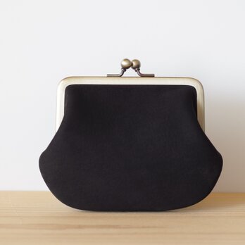 角型がま口 ヌバック ブラック