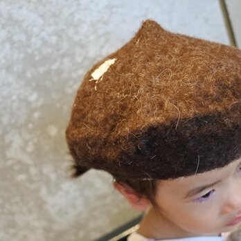 kids ベレー帽 felt 〜スタンダード 濃茶〜 【リバーシブル対応】(2歳〜10歳頃)の画像