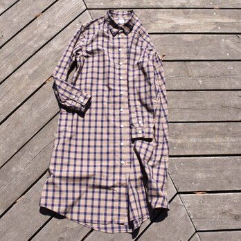 SALE ラスト1点　peruvian check shirt onepiece 　ペルーヴィアンピマ播州織　シャツワンピース