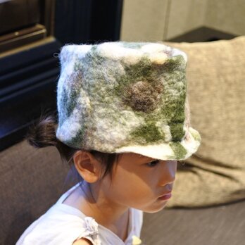 kids ピノ帽 felt 〜 マーブル 迷彩 × ピンク 〜 【リバーシブル対応】(2歳〜6歳頃)《受注製作》の画像
