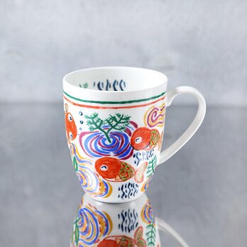 金魚絵のマグカップL