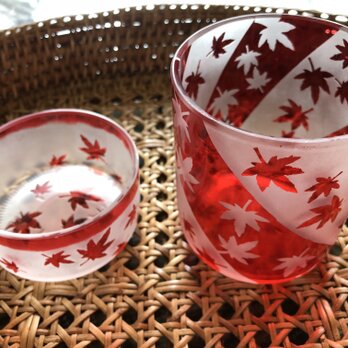 modern 紅葉グラス&おつまみいれセットの画像