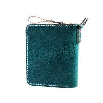 大きなカードポケットの二つ折りのお財布（グリーン）の画像