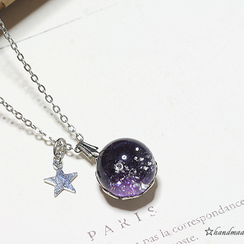 ガラスの☆Celestial globe〈天球儀〉ネックレス/宇宙violetの画像