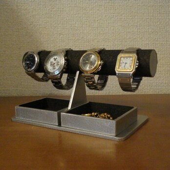 彼氏にプレゼント　腕時計スタンド　ブラックダブルでかいトレイ　AKデザインの画像