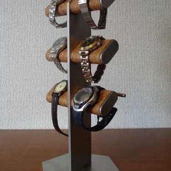 誕生日プレゼントに　6本掛け腕時計＆革バンド時計タワースタンドの画像
