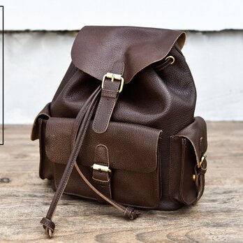 【受注製作】本革の収納たっぷり　ポケット豊富なリュックサック　バッグ　かばん　GR0039の画像
