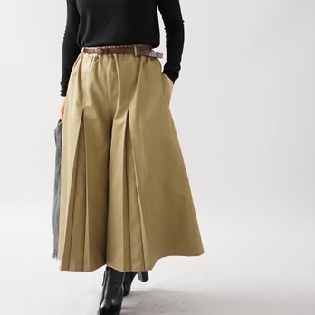 【wafu】＜限定9着 新作お試し品＞厚地チノクロス 袴パンツ ウエストゴム ベルトループ/ダークベージュ bo5-62