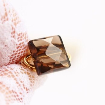 スモーキークォーツ　スクエア　Wire　Ring