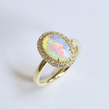 Opal & Diamond Sidestone Ringの画像