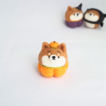 【受注製作】-ハロウィンコスプレ-かぼちゃコスプレ(オレンジ・きみどり・紫)まゆ柴犬(赤柴・黒柴・白柴)羊毛フェルト