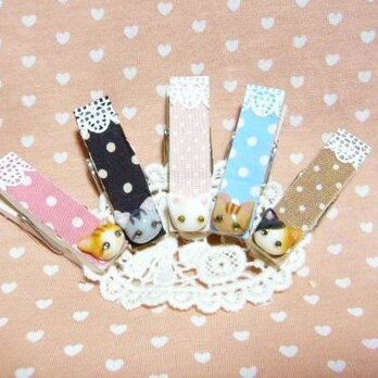 にゃんこのしっぽ○なかよしにゃんこ○ウッドピンチセット7