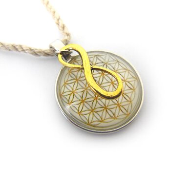 フラワーオブライフ・メビウスの輪　ネックレス（メビウスの輪・金色）（生命の花/神聖幾何学）の画像