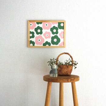 「poppy ( deep green × pink )」A4ポスターの画像